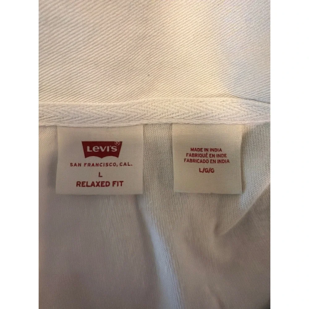 Levis Mens Relaxed Fit Rugby Shirt Green White Striped Long Sleeve Polo Large
